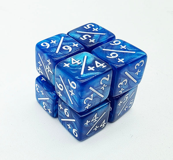 +1/+1 Pearl Blue Counters for Magic - Set of 8 Plastic Dice Foam Brain Games