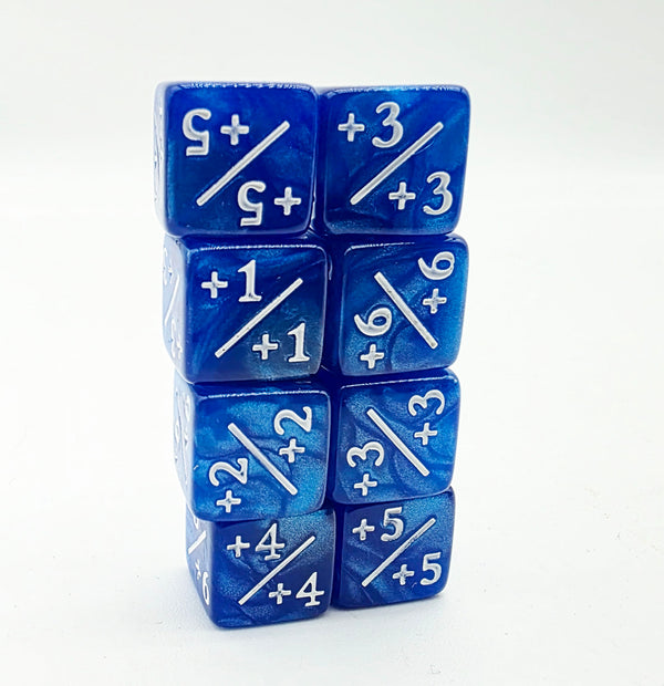 +1/+1 Pearl Blue Counters for Magic - Set of 8 Plastic Dice Foam Brain Games