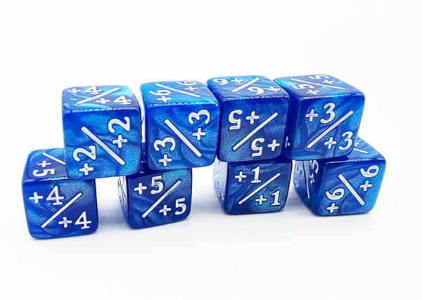 +1/+1 Pearl Blue Counters for Magic - Set of 8 Plastic Dice Foam Brain Games
