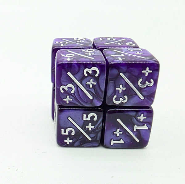+1/+1 Pearl Purple Counters for Magic - Set of 8 Plastic Dice Foam Brain Games