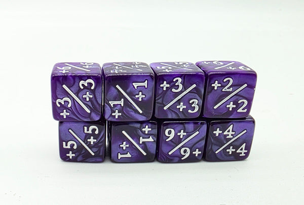 +1/+1 Pearl Purple Counters for Magic - Set of 8 Plastic Dice Foam Brain Games