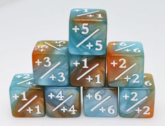 Blue & Gold +1/+1 Magic Counters Plastic Dice Foam Brain Games