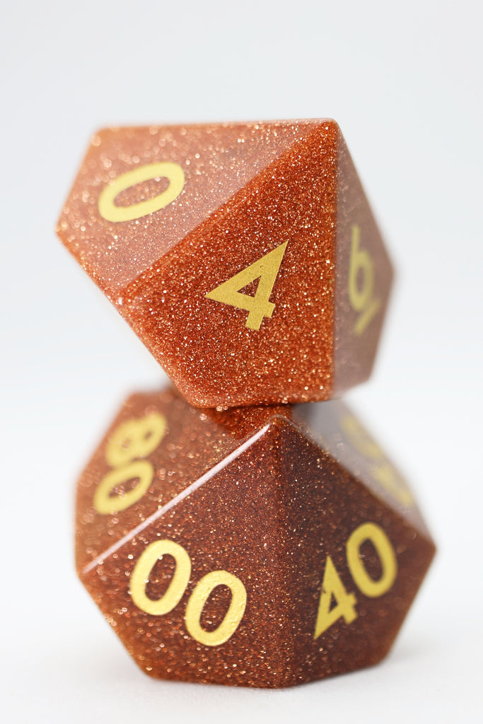 Red Goldstone - Gemstone Engraved with Gold Stone Dice Foam Brain Games