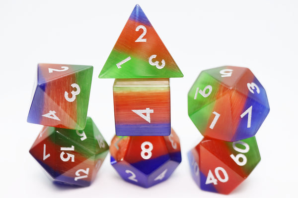 Layered Cat's Eye - Engraved Stone Dice Foam Brain Games