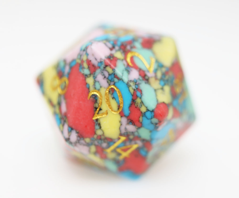 Textured Turquoise Pop Art - Engraved with Gold Stone Dice Foam Brain Games