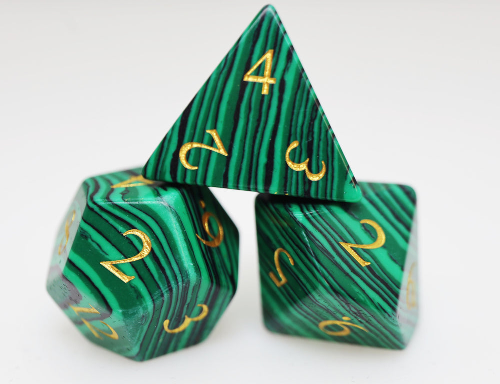 Textured Turquoise Dark Green - Engraved with Gold Stone Dice Foam Brain Games