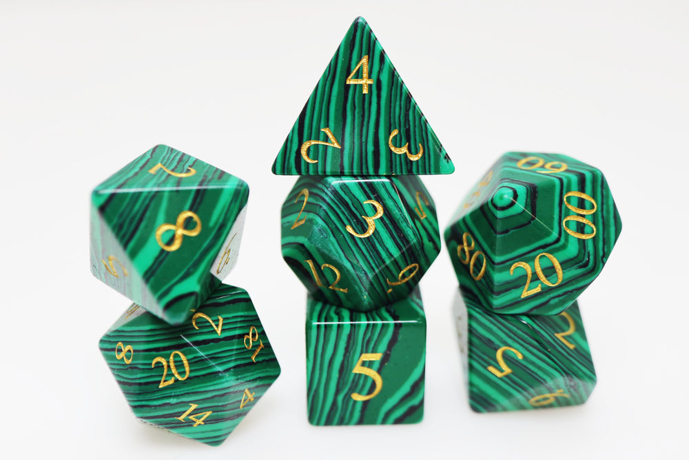 Textured Turquoise Dark Green - Engraved with Gold Stone Dice Foam Brain Games