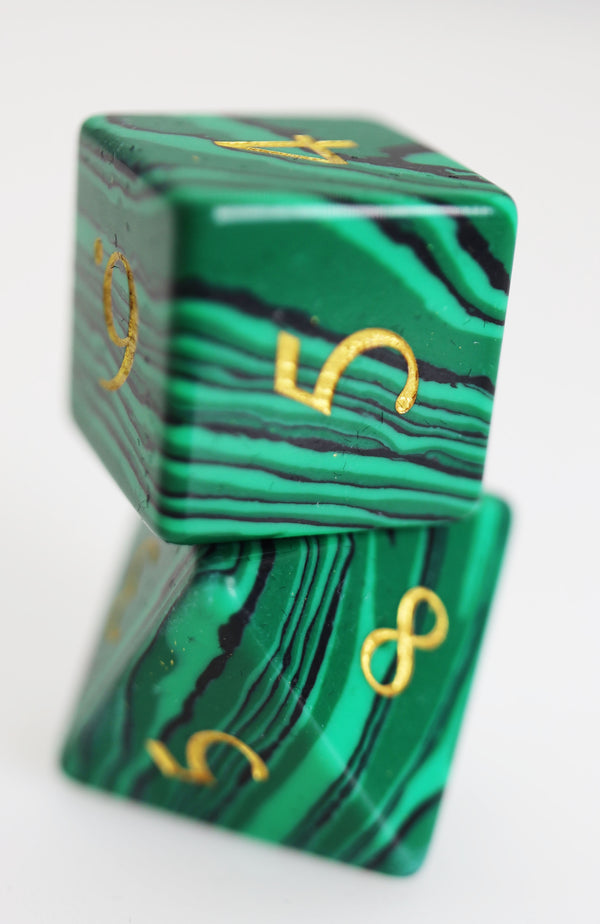 Textured Turquoise Dark Green - Engraved with Gold Stone Dice Foam Brain Games