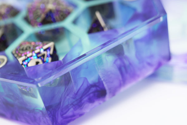 Sharp Edge Resin Dice Vault - Billowing Magic Dice Box Foam Brain Games