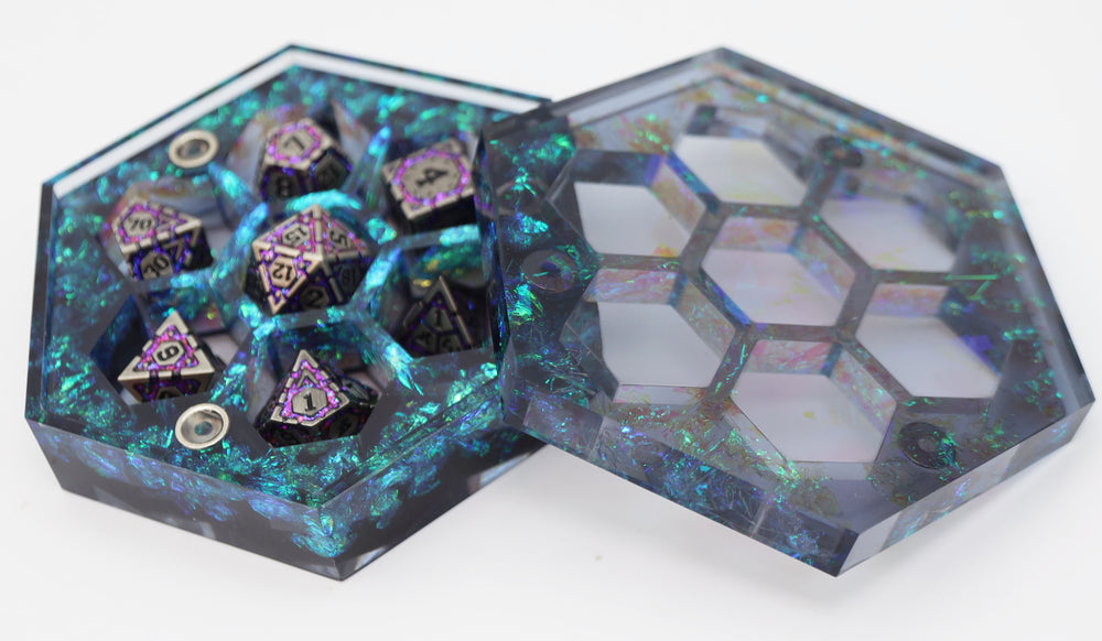 Sharp Edge Resin Dice Vault - Galactic Dreams Dice Box Foam Brain Games