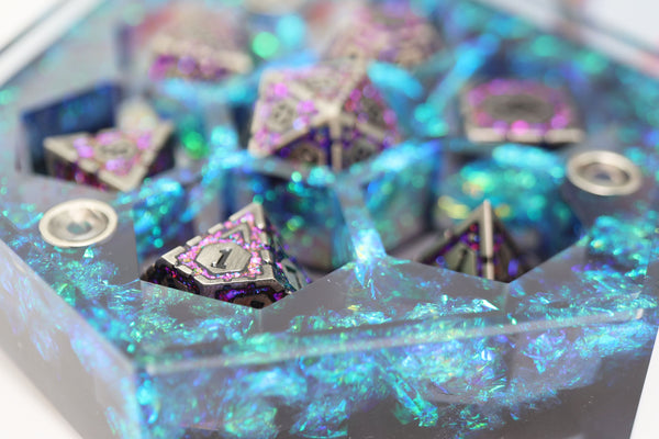 Sharp Edge Resin Dice Vault - Galactic Dreams Dice Box Foam Brain Games