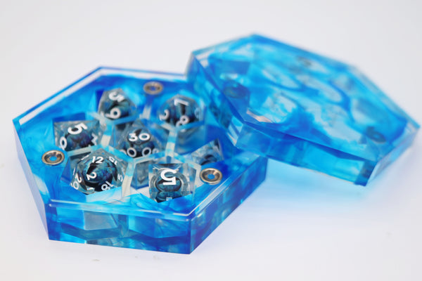 Sharp Edge Resin Dice Vault - Ocean Waters Dice Box Foam Brain Games