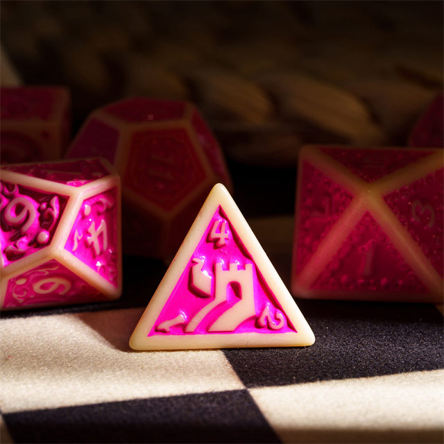 Fuscia Depths RPG Dice Set Plastic Dice Foam Brain Games