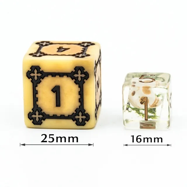 Huge Parchment Castle Dice Set - 25mm Plastic Dice Foam Brain Games