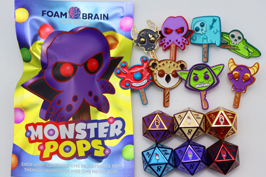 Mystery Loot: Monster Pops Metal Dice Foam Brain Games