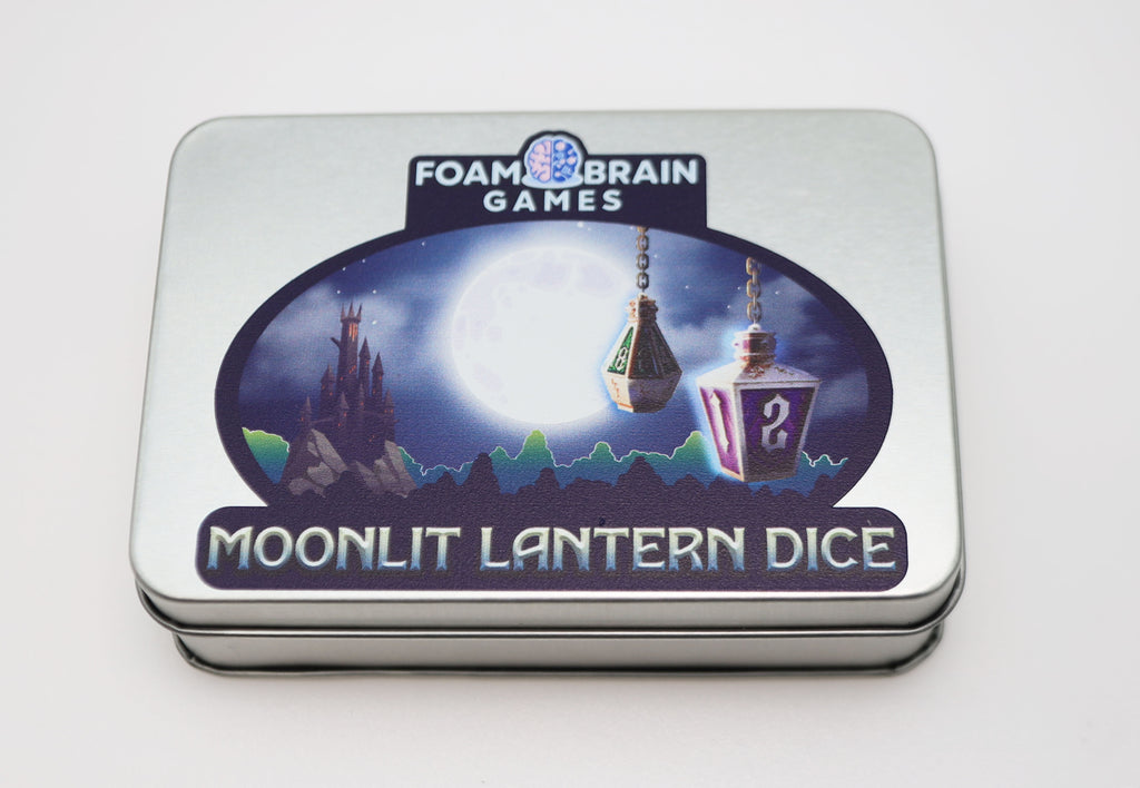 Moonlit Lantern: Silvered Voidfire - Metal RPG Dice Set Metal Dice Foam Brain Games