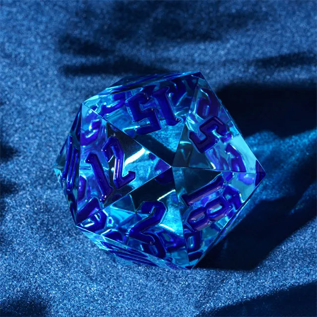 55mm Titan D20 - Sharp Edge Nautical Clear Sight Plastic Dice Foam Brain Games