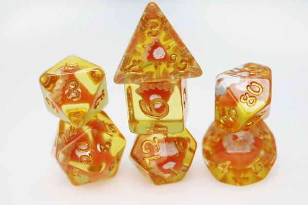 Pastry Pets: Pumpkin Pie Fox - Pin & RPG Dice Set Plastic Dice & Pin Set Foam Brain Games