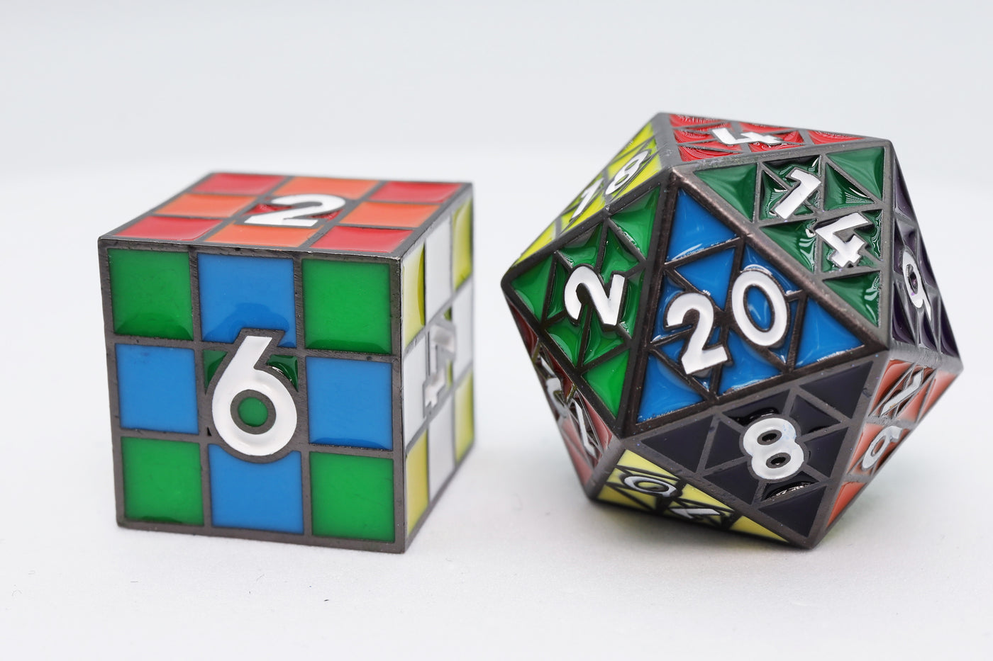 Puzzle Cube: Midnight Metal - Metal 8 piece Dice Set Metal Dice Foam Brain Games