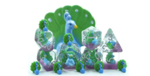 Vibrant Peacock RPG Dice Set Plastic Dice Foam Brain Games