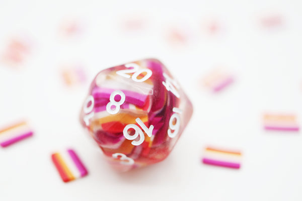 Pride Flag Single D20 Plastic Dice Foam Brain Games