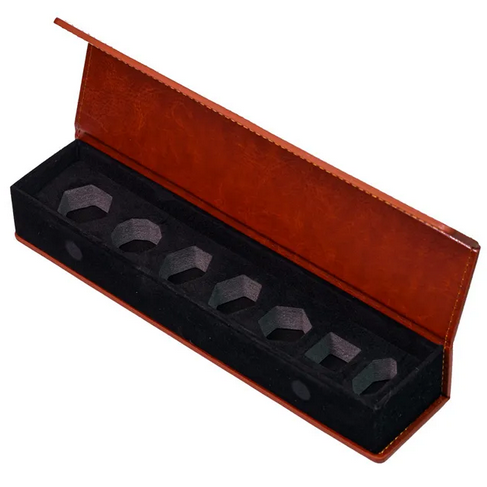 Magnetic Dice Vault - Brown Leatherette Dice Box Foam Brain Games