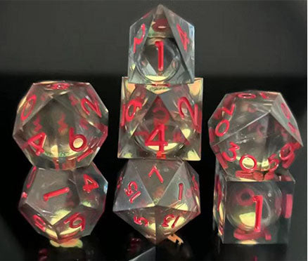 Sharp Edge Glow in the Dark Liquid Core RPG Dice Set - Midnight Rose Plastic Dice Foam Brain Games
