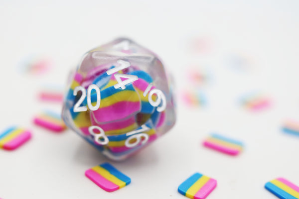 Pride Flag Single D20 Plastic Dice Foam Brain Games