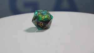 35mm Moving Eye D20 - Green Cyclops Eye Plastic Dice Foam Brain Games
