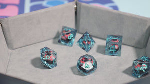 Sharp Edge Moving Eye RPG Dice Set - Teal Cyclops Plastic Dice Foam Brain Games