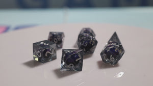Sharp Edge Moving Eye RPG Dice Set - Purple Cyclops Plastic Dice Foam Brain Games