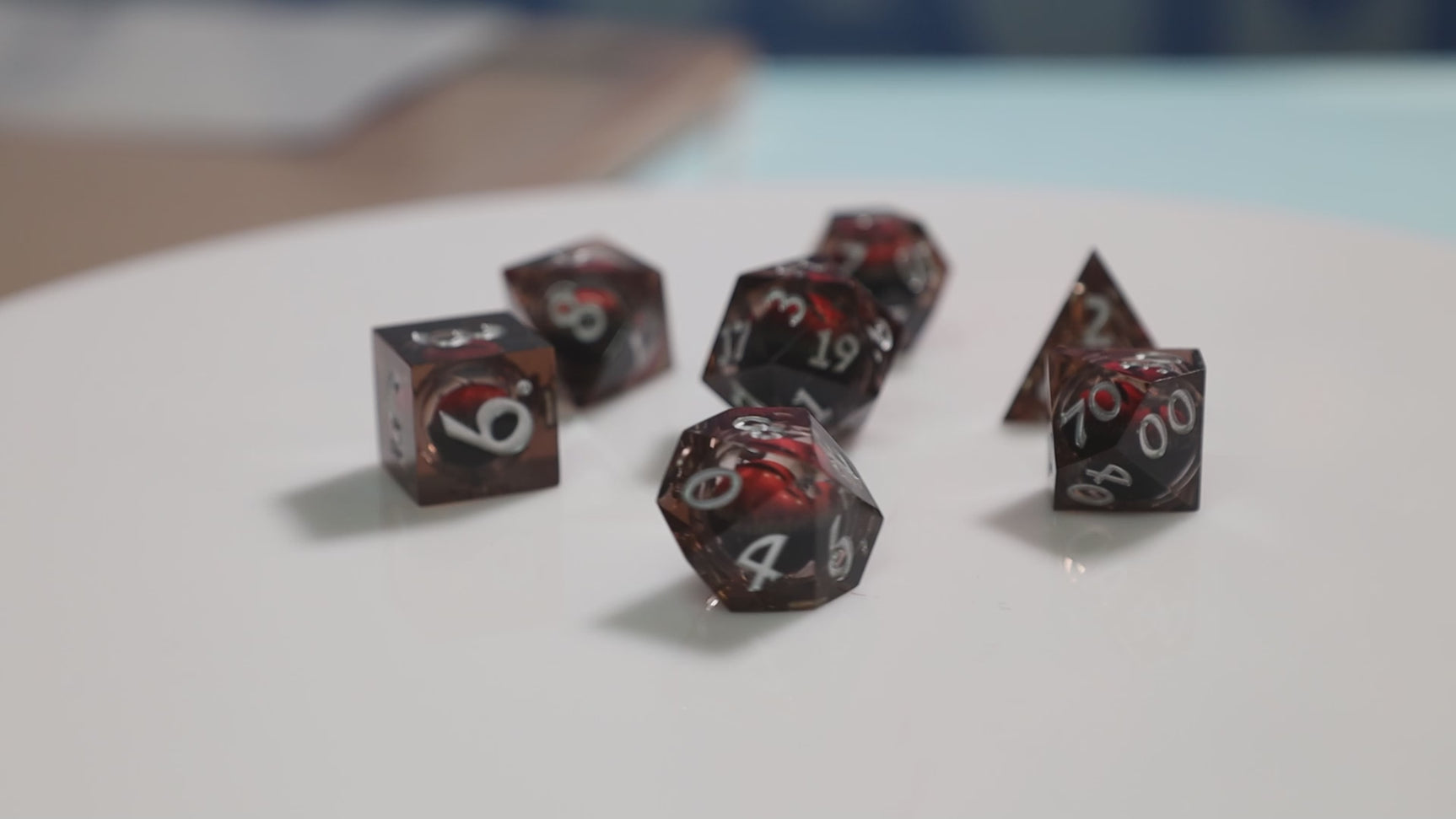 Sharp Edge Moving Eye RPG Dice Set - Nightvision Plastic Dice Foam Brain Games