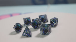 Sharp Edge Moving Eye RPG Dice Set - Blue Cyclops Plastic Dice Foam Brain Games