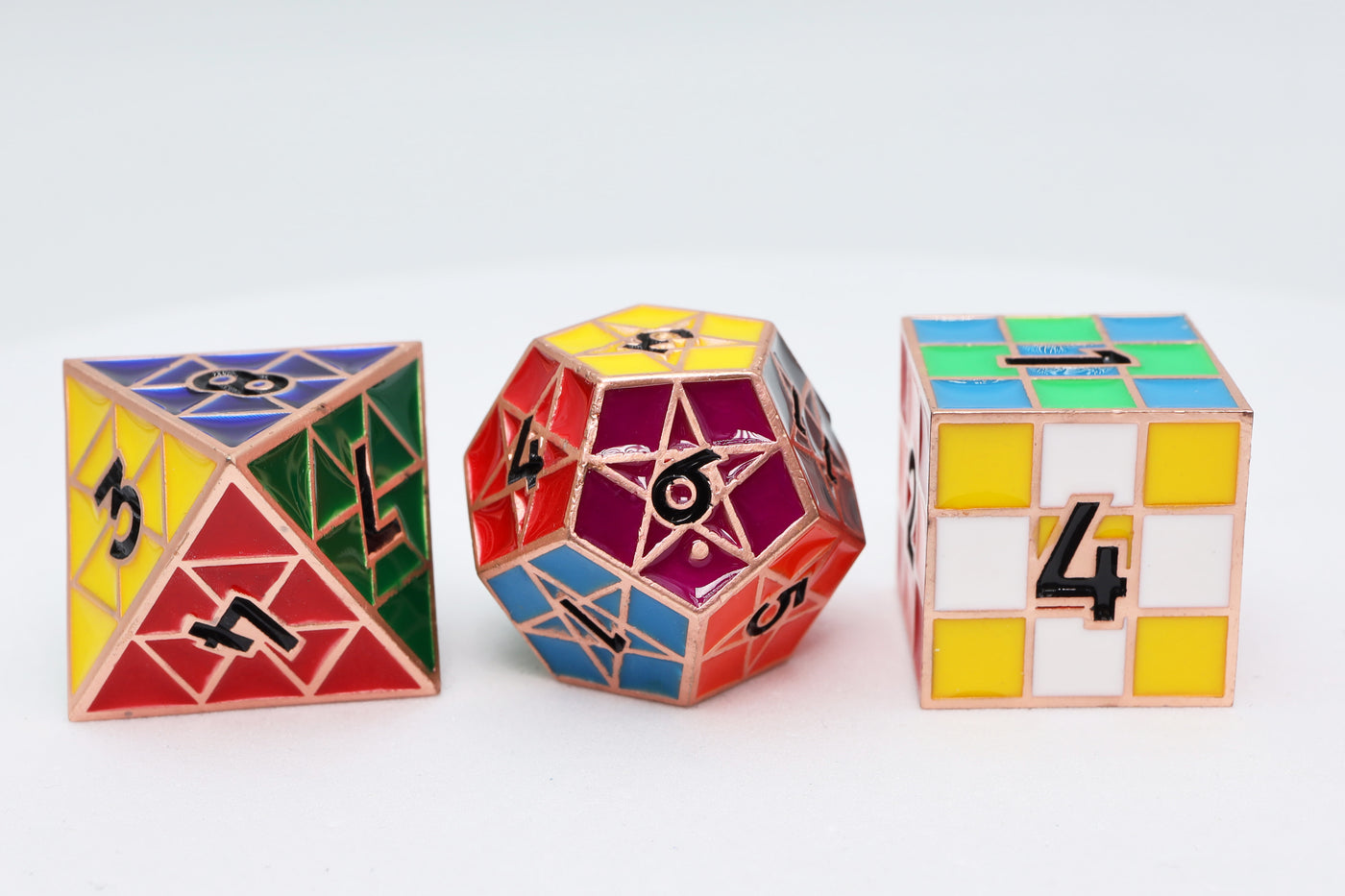 Puzzle Cube: Copper - Metal 8 piece Dice Set Metal Dice Foam Brain Games