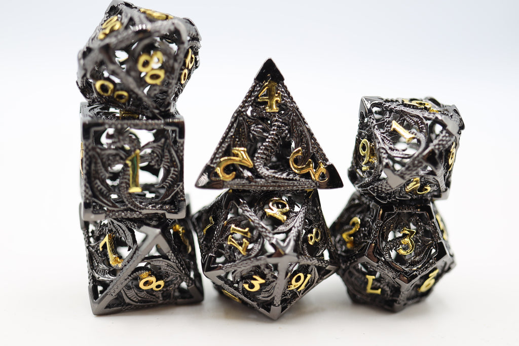 Bound Dragon: Night - Hollow Metal RPG Dice Set Metal Dice Foam Brain Games