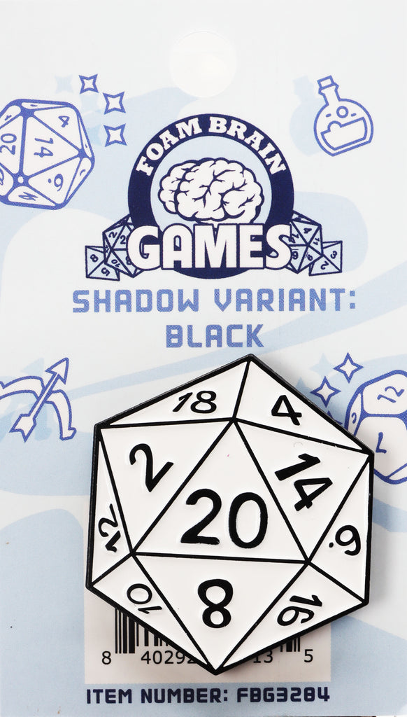 D20 Pin: Shadow Variant Black Enamel Pin Foam Brain Games