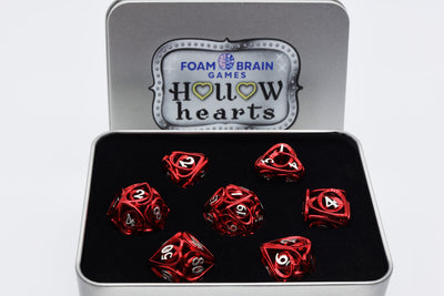Hollow Hearts: Red - Metal RPG Dice Set Metal Dice Foam Brain Games