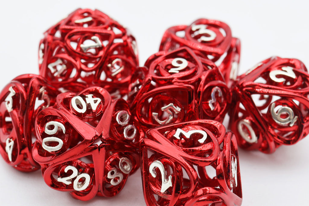 Hollow Hearts: Red - Metal RPG Dice Set Metal Dice Foam Brain Games