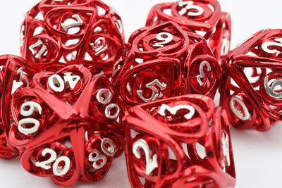 Hollow Hearts: Red - Metal RPG Dice Set Metal Dice Foam Brain Games