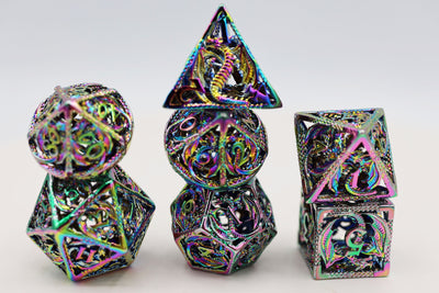 Dragon Essence: Mystic - Hollow Metal RPG Dice Set Metal Dice Foam Brain Games