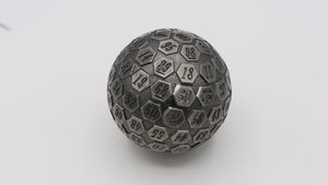 45mm Metal D100 - Silver Metal Dice Foam Brain Games