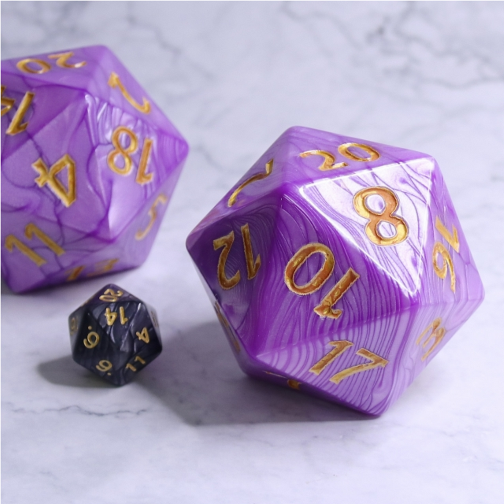 55mm Titan D20 - Purple Pearl Plastic Dice Foam Brain Games