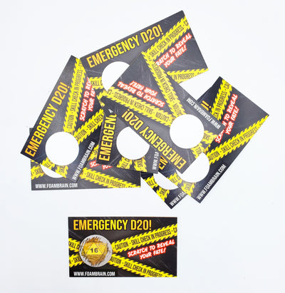 Emergency D20 Scratch Off Card (Pack of 10 cards)  Foam Brain Games