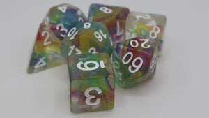Rainbow Ribbon RPG Dice Set Plastic Dice Foam Brain Games