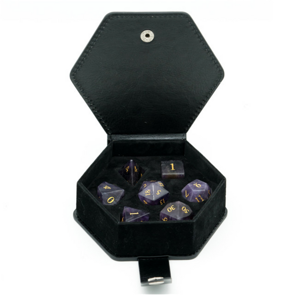 Amethyst - Gemstone Engraved with Gold Stone Dice Foam Brain Games