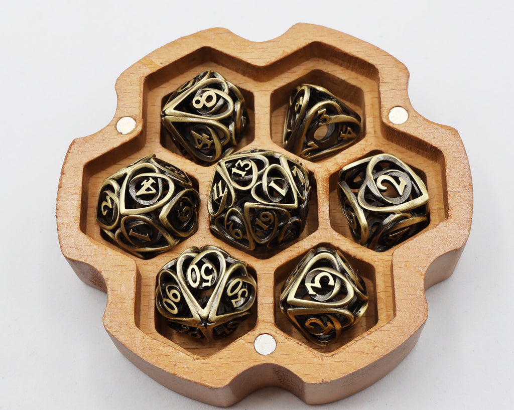 Hollow Hearts: Antique Bronze - Metal RPG Dice Set Metal Dice Foam Brain Games