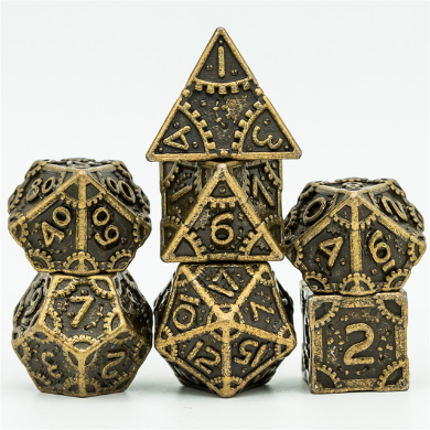 SteamPunk: Bronze - Metal RPG Dice Set Metal Dice Foam Brain Games