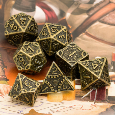 SteamPunk: Bronze - Metal RPG Dice Set Metal Dice Foam Brain Games