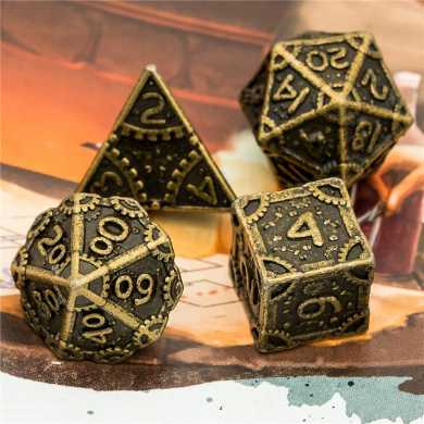 SteamPunk: Bronze - Metal RPG Dice Set Metal Dice Foam Brain Games