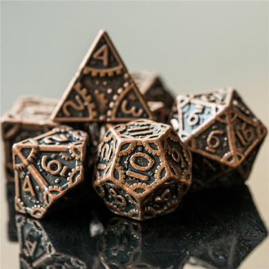SteamPunk: Copper - Metal RPG Dice Set Metal Dice Foam Brain Games
